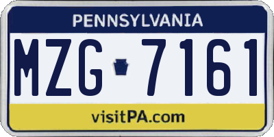 PA license plate MZG7161