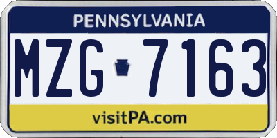 PA license plate MZG7163
