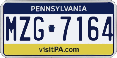 PA license plate MZG7164