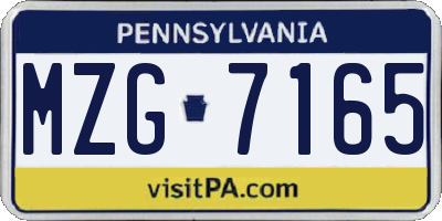 PA license plate MZG7165