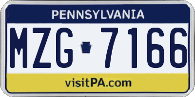 PA license plate MZG7166