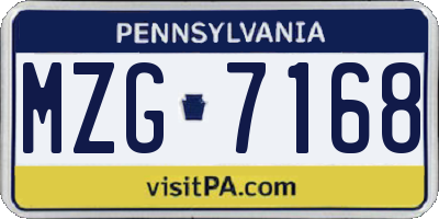 PA license plate MZG7168