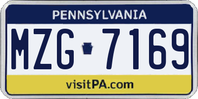 PA license plate MZG7169
