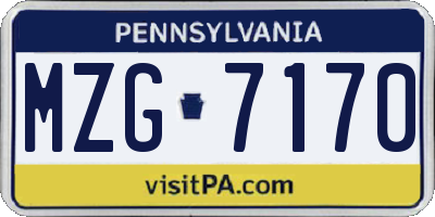 PA license plate MZG7170