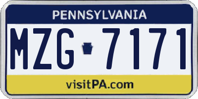 PA license plate MZG7171