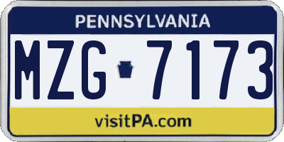 PA license plate MZG7173