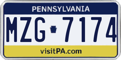 PA license plate MZG7174