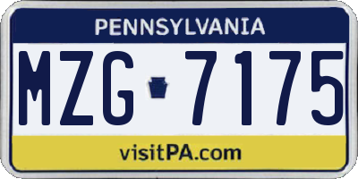 PA license plate MZG7175