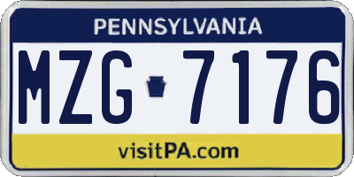 PA license plate MZG7176