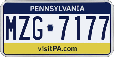 PA license plate MZG7177