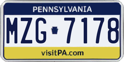 PA license plate MZG7178
