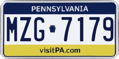 PA license plate MZG7179
