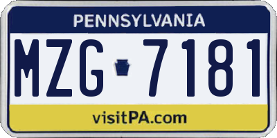 PA license plate MZG7181