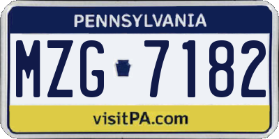 PA license plate MZG7182