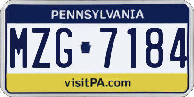 PA license plate MZG7184