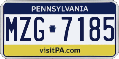 PA license plate MZG7185