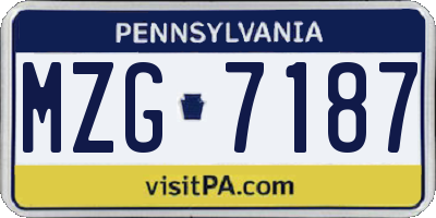 PA license plate MZG7187
