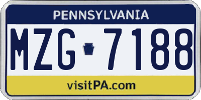 PA license plate MZG7188