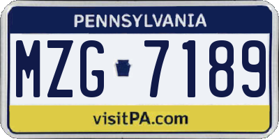 PA license plate MZG7189