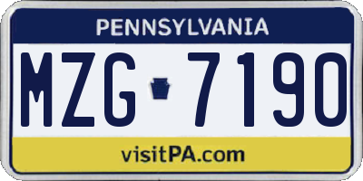 PA license plate MZG7190