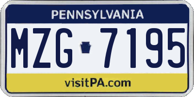 PA license plate MZG7195