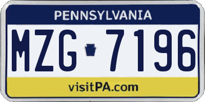 PA license plate MZG7196