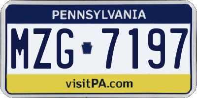 PA license plate MZG7197