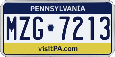 PA license plate MZG7213