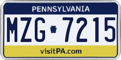 PA license plate MZG7215