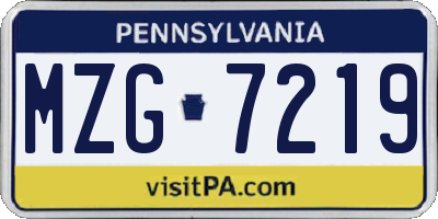 PA license plate MZG7219