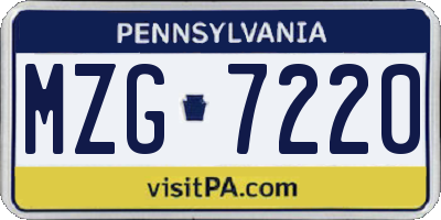 PA license plate MZG7220