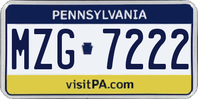 PA license plate MZG7222