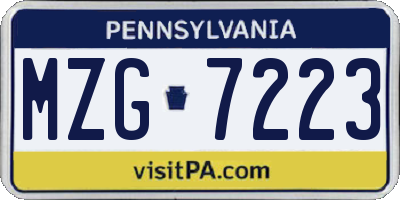 PA license plate MZG7223