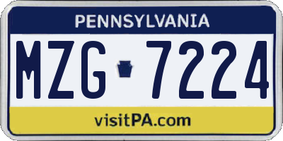 PA license plate MZG7224