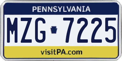PA license plate MZG7225
