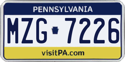 PA license plate MZG7226
