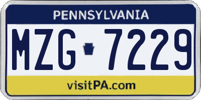 PA license plate MZG7229