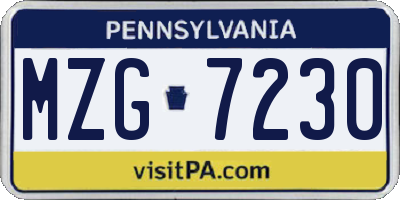 PA license plate MZG7230