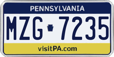 PA license plate MZG7235
