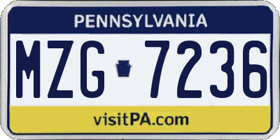 PA license plate MZG7236