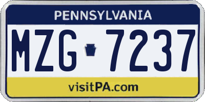 PA license plate MZG7237