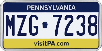 PA license plate MZG7238