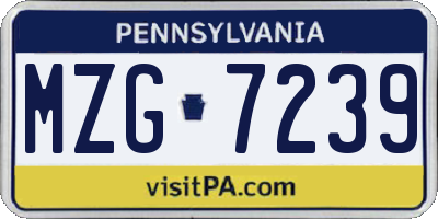 PA license plate MZG7239