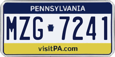 PA license plate MZG7241