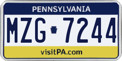 PA license plate MZG7244