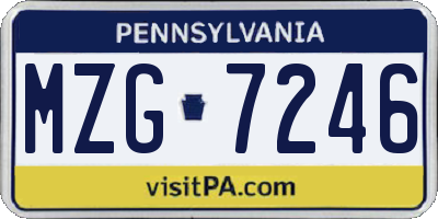 PA license plate MZG7246