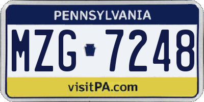 PA license plate MZG7248
