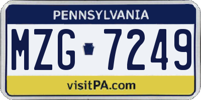 PA license plate MZG7249