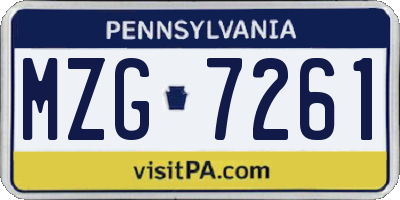 PA license plate MZG7261