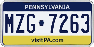 PA license plate MZG7263